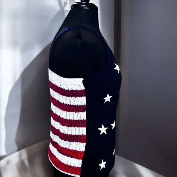 Red Stars and Stripes Flag Pattern Knitted Tank - Picture 7 of 13